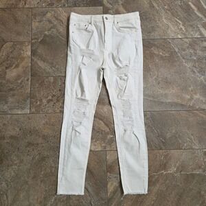 Wild Fable Distressed White Jeans‎ High Rise Skinny Jeans Size 10